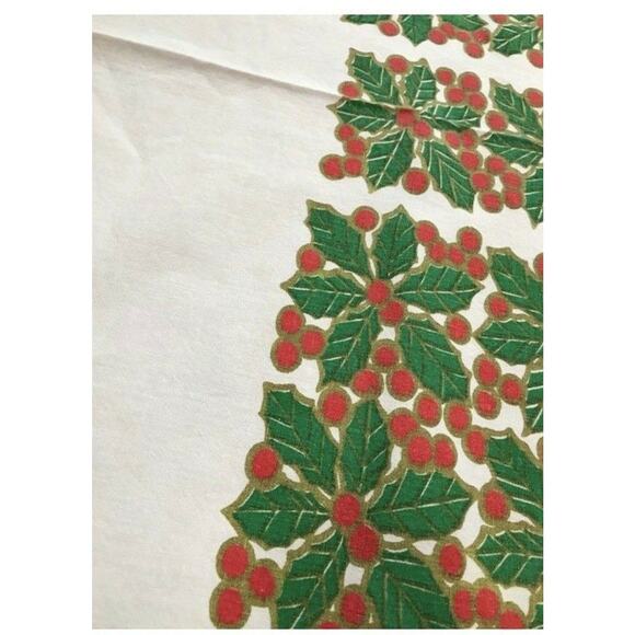 Vintage Mid Century Christmas Tablecloth Mod Printed Cotton Geometric Retro Look - Picture 4 of 6